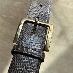 L’aiglon Paris Genuine Lizard Belt with Gold Buckle Vintage Made in Spain